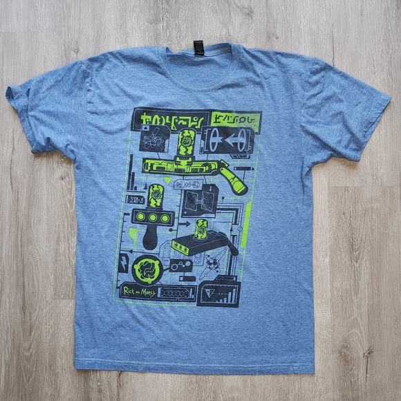 men's Loot Crate Rick and Morty blue short sleeve ray gun tshirt size Large - Picture 2 of 4
